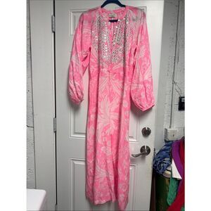 MISS JUNE - One Size Pink Floral Eyelet Maxi Dress - Brand NEW - NWT